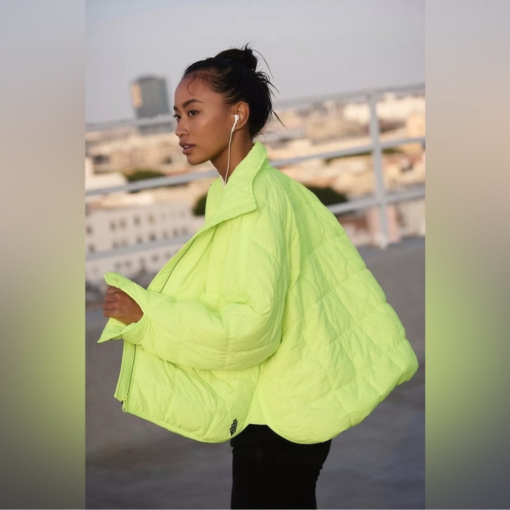Free People Neon Yellow Women's Jacket, pippa puffer highlighter